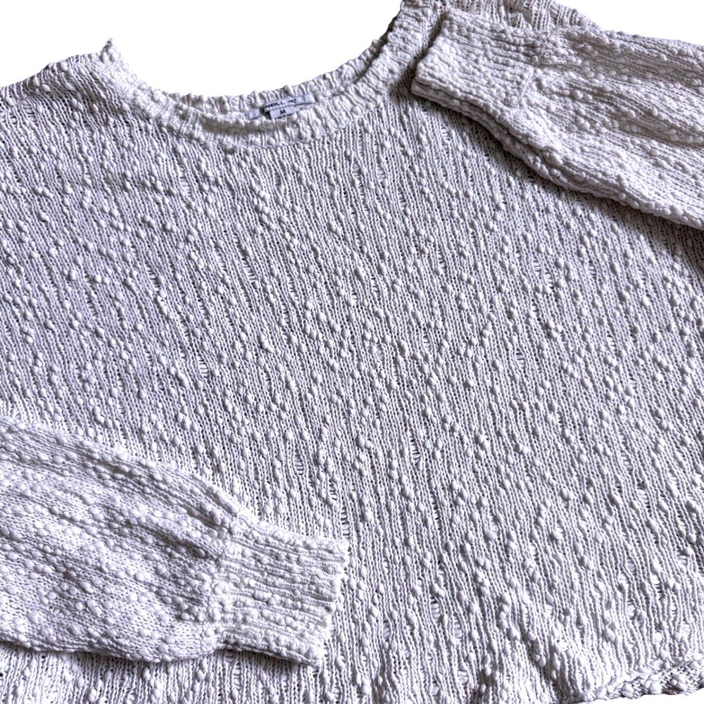 O'Neill Womens White Cotton Popcorn Knit Crewneck Sweater H09417005 White Medium
